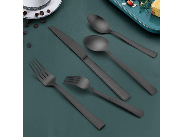 HaWare Silverware Set, 40 Pieces Stainless Steel Square Flatware Cutlery for 8, Modern Tableware Eating Utensils for Home, Matte Finish, Dishwasher...
