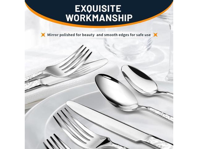 60 Piece Silverware Set for 12, Food-Grade Stainless Steel Utensils Set Includes Spoons Forks Knives, Sturdy Home Kitchen Eating Tableware Set,Wave...