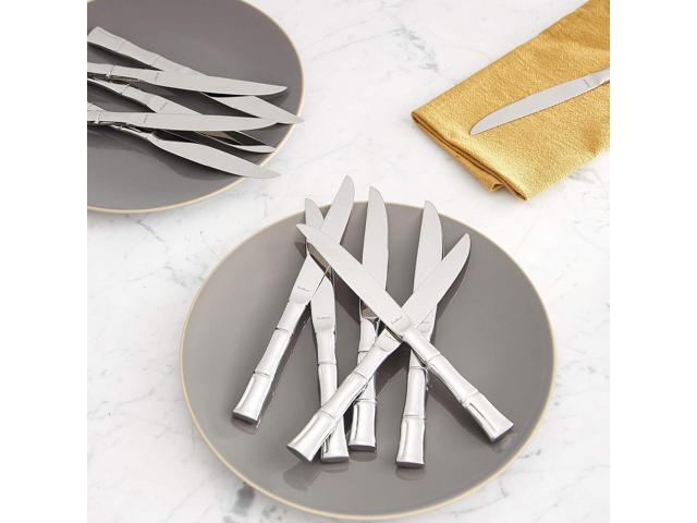 Fortessa Royal Pacific 18/10 Stainless Steel Flatware Solid Handle Steak Knife, Set of 12,Silver