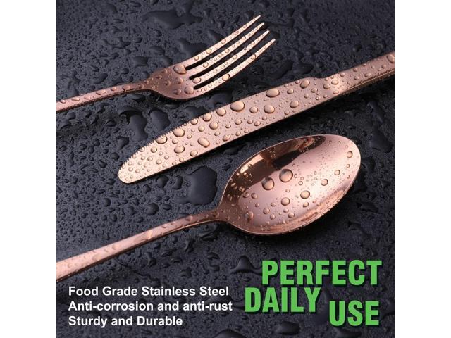 Copper/Rose Gold Silverware Set, OGORI 40-Piece Stainless Steel Flatware Set, Kitchen Utensil Set Service for 8, Mirror Polished Tableware Cutlery...
