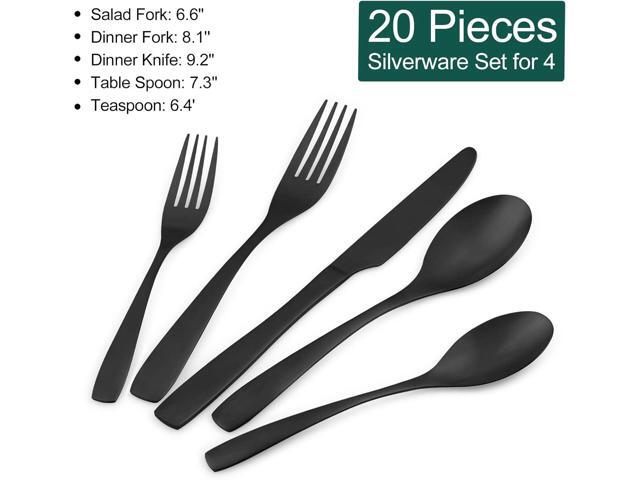40 Piece Silverware Set, Bettlife Matte Black Silverware Set for 8, Stainless Steel Flatware, Utensil Sets Cutlery Set for New Apartment,...