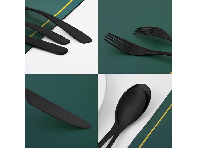40 Piece Silverware Set, Bettlife Matte Black Silverware Set for 8, Stainless Steel Flatware, Utensil Sets Cutlery Set for New Apartment,...