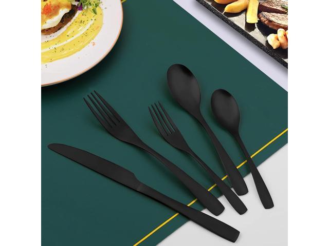 40 Piece Silverware Set, Bettlife Matte Black Silverware Set for 8, Stainless Steel Flatware, Utensil Sets Cutlery Set for New Apartment,...
