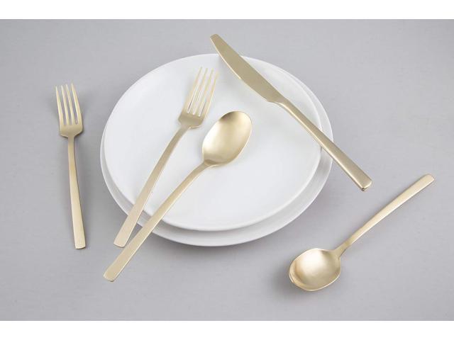 Cambridge Silversmiths Beacon Champagne Satin 20 Piece Flatware Set, Service for 4, Champagne Gold