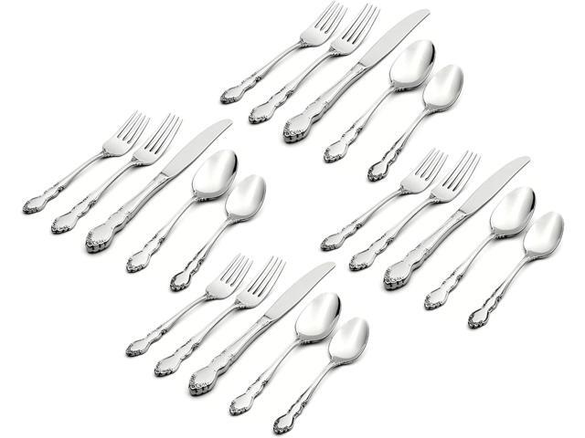 Oneida 2766020AL20 Dover 20-Piece Fine Flatware Set, Service For 4, Mirror Finish