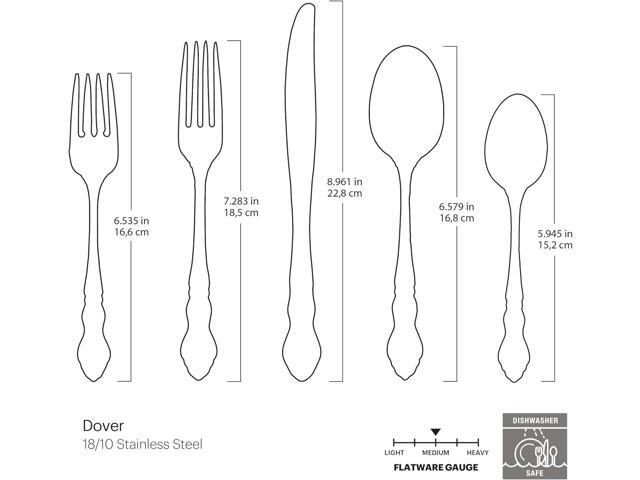 Oneida 2766020AL20 Dover 20-Piece Fine Flatware Set, Service For 4, Mirror Finish