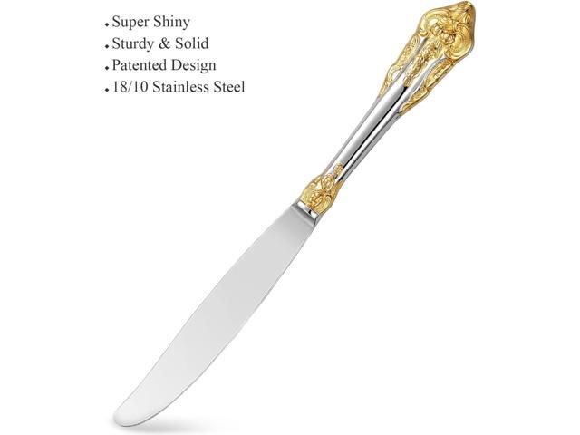 KEAWELL Luxury 20 Pieces 18/10 Stainless Steel Flatware set, Service for 4, silver plated with gold accents, Fine Silverware set and Dishwasher...