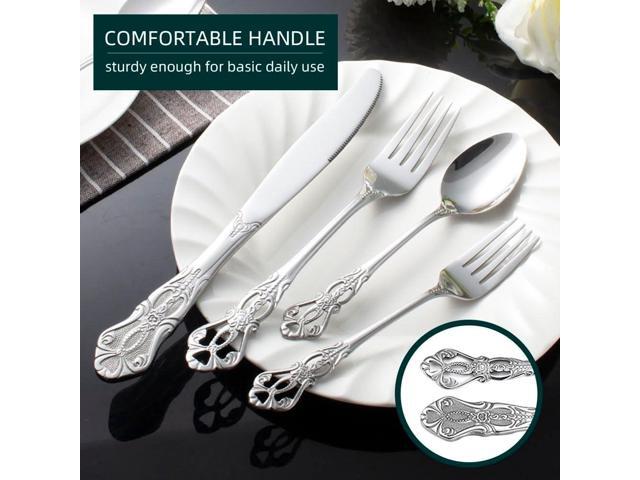 40-Piece Stainless Steel Flatware Set, Silver Silverware Set Service for 8, Cutlery Utensils Set