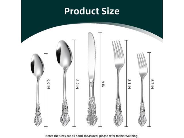 40-Piece Stainless Steel Flatware Set, Silver Silverware Set Service for 8, Cutlery Utensils Set