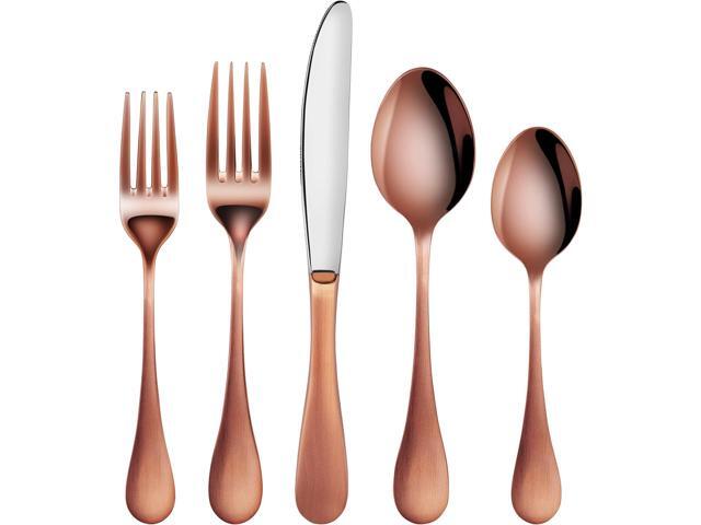 Artaste 56921 Rain 18/10 Stainless Steel Flatware 20-Piece Set, Copper Finish, Service for 4