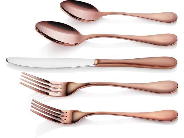 Artaste 56921 Rain 18/10 Stainless Steel Flatware 20-Piece Set, Copper Finish, Service for 4