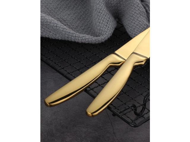Steak Knife Set, 4-Piece Serrated Steak Cutlery Steak Knife, Gold Stainless Steel Steak Cutlery Knife for Home, Restaurant, Hotel, 22cm