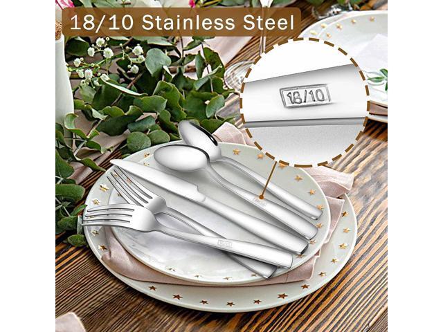 Herogo 18/10 Stainless Steel Silverware Set, 30-Piece Fancy Flatware Cutlery Set for 6, Modern Eating Utensils Tableware for Home Restaurant...