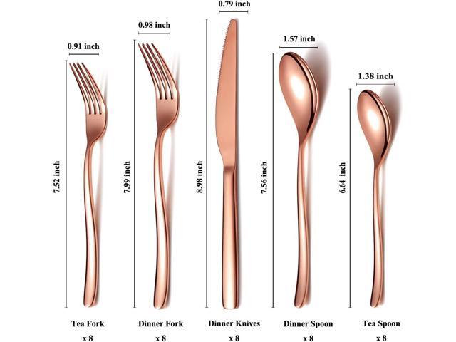 HOMQUEN 40-Piece Copper Silverware Set, Rose Gold Flatware Set for 8, Stainless Steel Tableware Cutlery Set, Utensil Sets for Kitchen, Forks and...