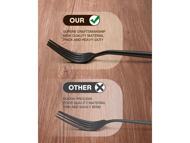 Stapava 60-Piece Matte Black Silverware Set, Stainless Steel Flatware Set for 12, Satin Finish Tableware Cutlery Utensils Set, Include Forks Spoons...