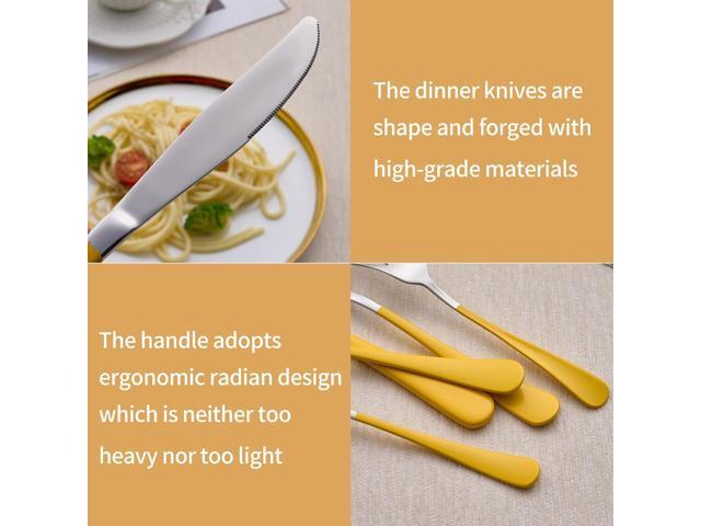 20-Piece Yellow Silverware Set 18/0 Stainless Steel Silverware Set Yellow Handle Cutlery Set Service for 4 Dinner Knives Forks Spoons Set Flatware...