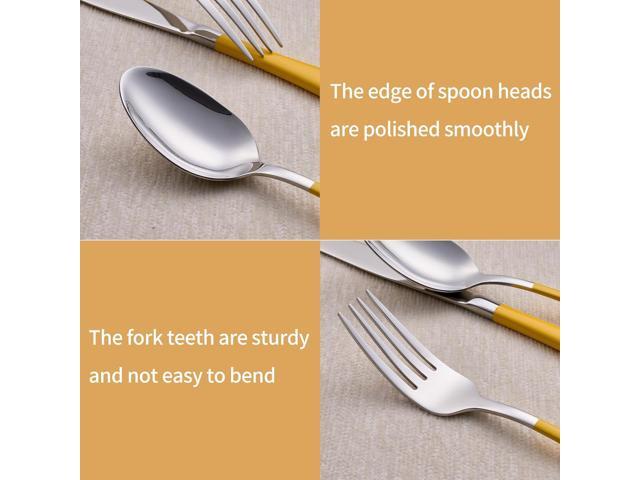 20-Piece Yellow Silverware Set 18/0 Stainless Steel Silverware Set Yellow Handle Cutlery Set Service for 4 Dinner Knives Forks Spoons Set Flatware...