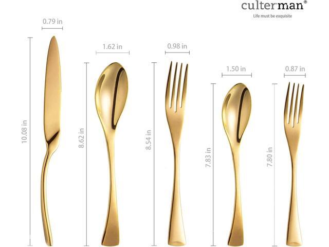 20 Piece Gold Flatware Silverware Cutlery Sets,unique modern look,Home & Kitchen Stainless Steel Dinnerware/Tableware/Utensils set For 4,Include...