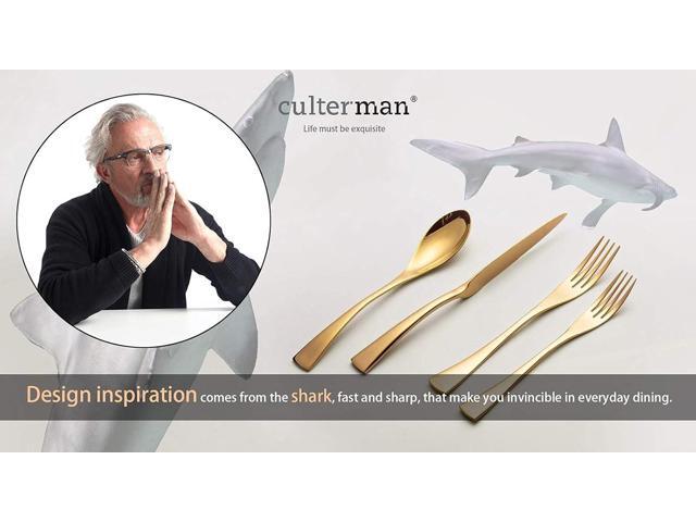 20 Piece Gold Flatware Silverware Cutlery Sets,unique modern look,Home & Kitchen Stainless Steel Dinnerware/Tableware/Utensils set For 4,Include...