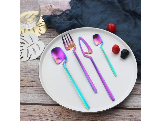JASHII Flatware Set 32-piece Silverware Set Matte Finished Cutlery Set Service for 8 Include Knife/Fork/Spoon/Coffee spoon Dishwasher Safe (Rainbow)