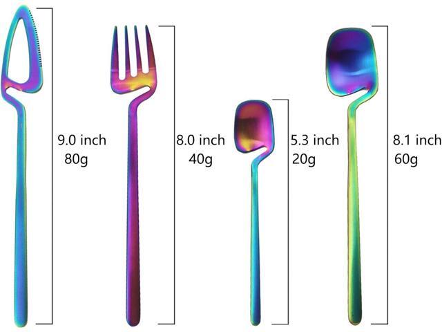 JASHII Flatware Set 32-piece Silverware Set Matte Finished Cutlery Set Service for 8 Include Knife/Fork/Spoon/Coffee spoon Dishwasher Safe (Rainbow)