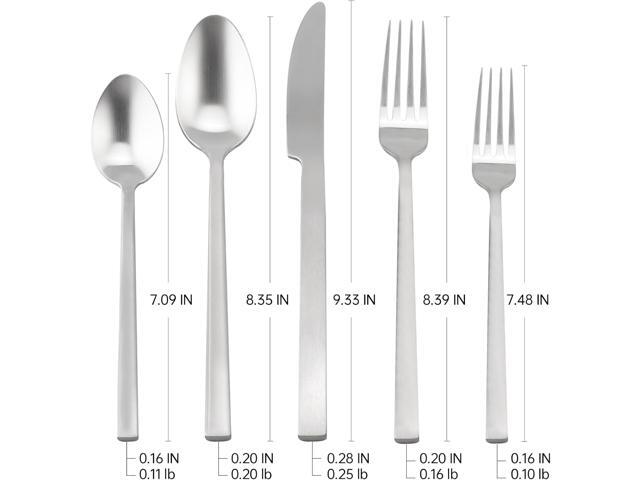 Stainless Steel Flatware Set Hand Forged 18/10 Silverware Set Cutlery Set Silver Cuboid Handle Matte Finished 20 Pieces Service for 4
