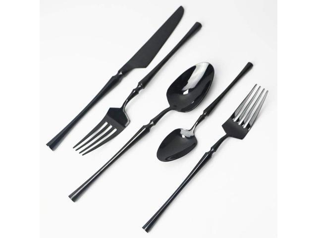 JASHII 20-piece 18/10 Stainless Steel Black Flatware/Cutlery/Tableware Set Service for 4 Person, Include Knife/Fork/Spoon, Mirror Polished (Black)