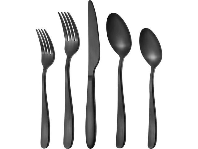 Matte Black Silverware Set for 8, Compralo 40 Pieces Black Flatware Set, Stainless Steel Tableware Cutlery Set Include Fork Spoon Knife, Kitchen...