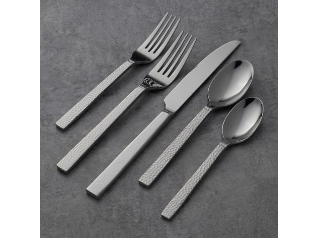 Oneida Chefs Table Hammered 45 Piece Everyday Flatware Set, Service for 8, 18/0 Stainless Steel,Silverware Set