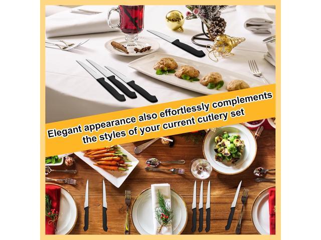Therwen 50 Pieces 8.8 Inch Serrated Steak Knife Set Pointed Tip Stainless Steel Steak Knife Sharp Blade Flatware for Kitchen Restaurant Camping