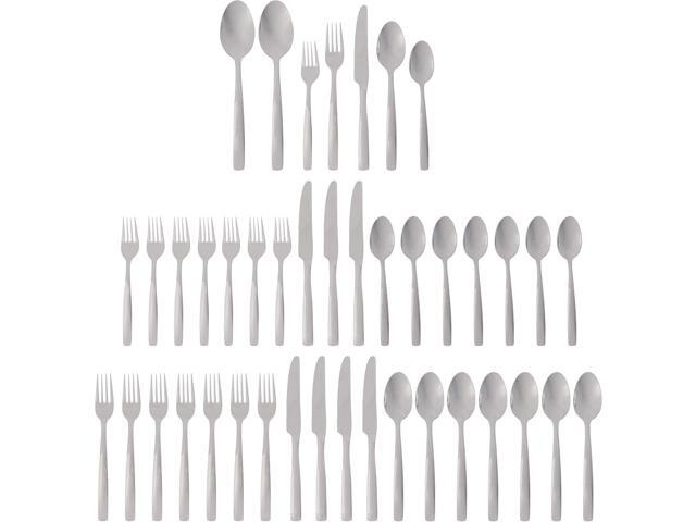 Ginkgo International Simple 42-Piece Stainless Steel Flatware Place Setting, Service for 8 Plus 2-Piece Hostess Set