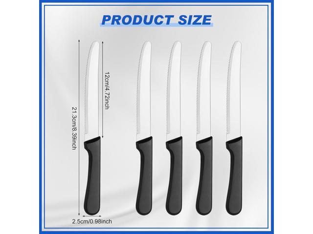 Zhehao 100 Pcs 8.39 Inches Stainless Steel Steak Knives Set Rounded Head Serrated Steak Knife with Plastic Handle Round Tip Blade Knives for...