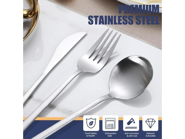 Matte Silverware Set, 30 Piece Stainless Steel Modern Flatware, Brushed Cutlery Service for 6, Satin Finish Utensils, Home Kitchen and Restaurant,...