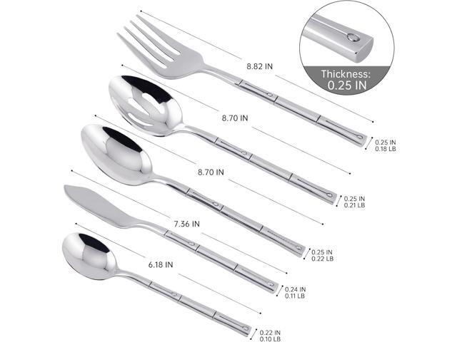 Flatware Serving Set Silverware Set Stainless Steel Cutlery Set Bamboo Pattern Mirror Finished 45 Pieces Party Event Use Wedding Housewarming Gift...