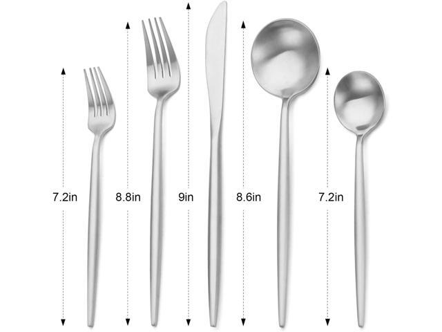 Matte Silver Silverware Set, Stainless Steel Satin Finish, Flatware Cutlery Set for 4, 20-Piece Spoons and Forks Kitchen Utensil Set, Dishwasher...