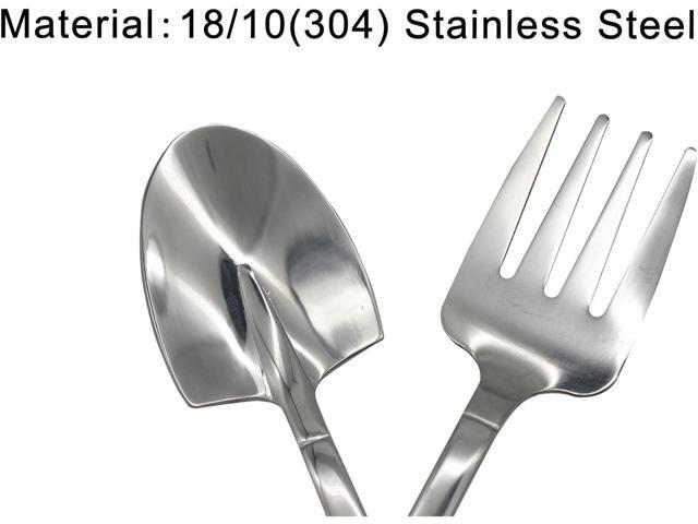 12Pcs Shovel Spoons and Fork Set 18/10(304) Stainless Steel Spade Shape Silverware Set 6.1inch Mini Spoon for Dessert Coffee Yogurt Cake Fruit Ice...