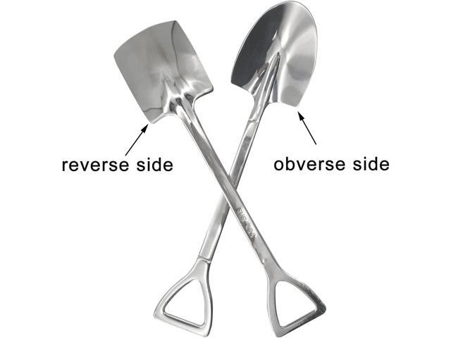 12Pcs Shovel Spoons and Fork Set 18/10(304) Stainless Steel Spade Shape Silverware Set 6.1inch Mini Spoon for Dessert Coffee Yogurt Cake Fruit Ice...
