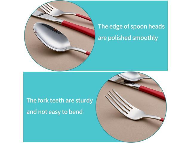 20-Piece Red Silverware Set for 4, 18/0 Stainless Steel Flatware Cutlery Utensils Set, Include Dinner Knives,Dinner Forks,Dinner Spoons,Salad...