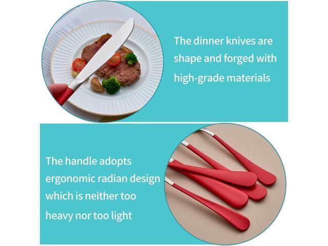 20-Piece Red Silverware Set for 4, 18/0 Stainless Steel Flatware Cutlery Utensils Set, Include Dinner Knives,Dinner Forks,Dinner Spoons,Salad...