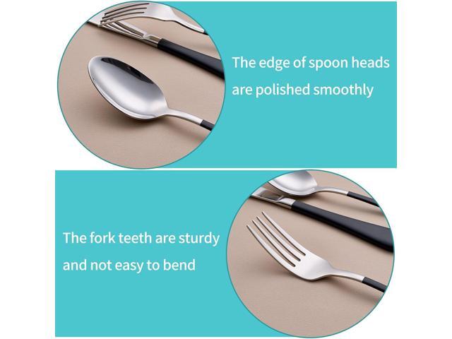 20-Piece Black Silverware Set for 4, 18/0 Stainless Steel Flatware Cutlery Utensils Set, Include Dinner Knives,Dinner Forks,Dinner Spoons,Salad...