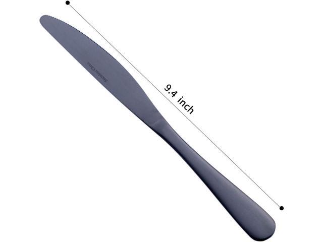 GoGeiLi Matte Black Dinner Knife, Stainless Steel Satin Finish 9.4-inch Dinner Table Knife Set, Service for 6, Dishwasher Safe