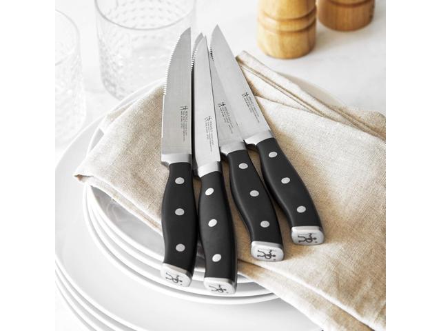 HENCKELS Forged Accent Razor-Sharp Steak Knife Set of 4, Black, German Engineered Knife Informed by over 100 Years of Mastery
