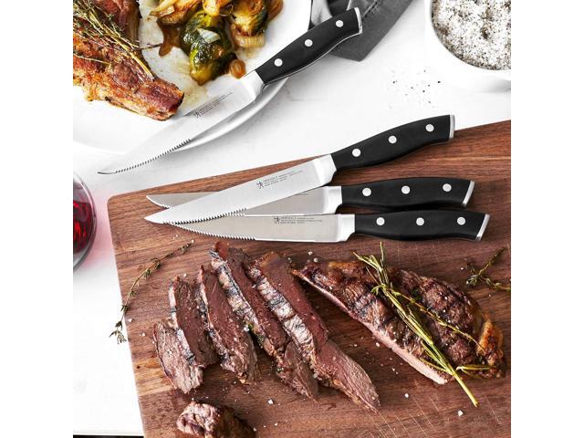 HENCKELS Forged Accent Razor-Sharp Steak Knife Set of 4, Black, German Engineered Knife Informed by over 100 Years of Mastery