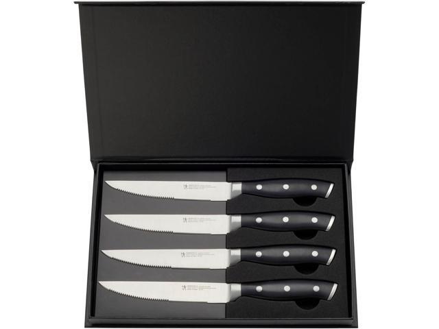 HENCKELS Forged Accent Razor-Sharp Steak Knife Set of 4, Black, German Engineered Knife Informed by over 100 Years of Mastery