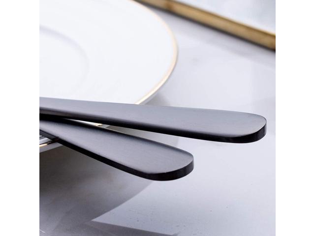 GoGeiLi Matte Black Dinner Knife, Stainless Steel Satin Finish 9.4-inch Dinner Table Knife Set, Service for 6, Dishwasher Safe