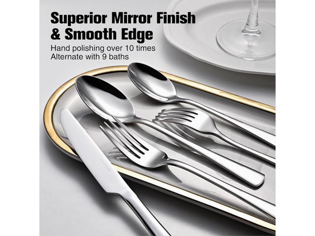 KINGSTONE Silverware Set for 8, 40-Piece Forged 18/10 Stainless Steel Flatware Set, Mirror Finish Cutlery Set Dishwasher Safe for Home, Restaurant,...