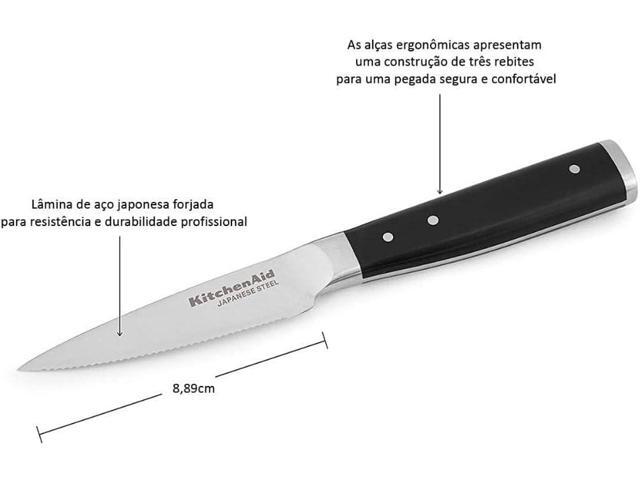 KitchenAid Gourmet Forged Triple Rivet Fine-Edge Utility Knife with Custom-Fit Blade Cover, 4.5-inch, Sharp Kitchen Knife, High-Carbon Japanese...