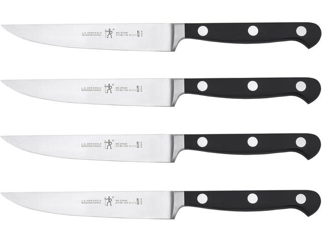 HENCKELS Classic Razor-Sharp Steak Knife Set of 4, German Engineered Informed by 100+ Years of Mastery, Black/Stainless Steel