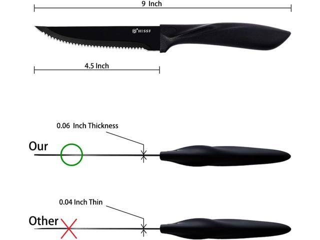 Steak Knife Set Of 12, Black Stainless Steel Sharp Blade Flatware Steak Knife Set, 4.5 Inches,Non stick coating for Anti-rusting, For Restaurant...