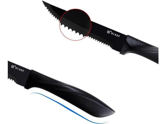 Steak Knife Set Of 12, Black Stainless Steel Sharp Blade Flatware Steak Knife Set, 4.5 Inches,Non stick coating for Anti-rusting, For Restaurant...